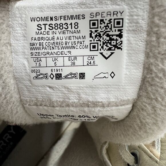 Sperry Duck Boot Womens 7.5 Cream Saltwater Buffalo Check Rain Bone Lace Up - Picture 8 of 10